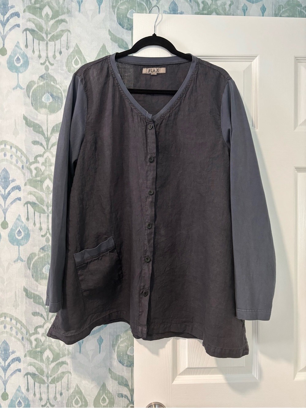 Flax Navy Button-Up Linen tunic